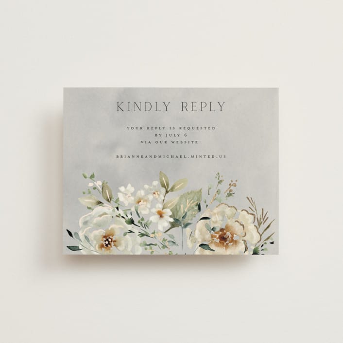 "Love Song" - Foil-Pressed RSVP Online Enclosure Cards in Meadow by Petra Kern - Front