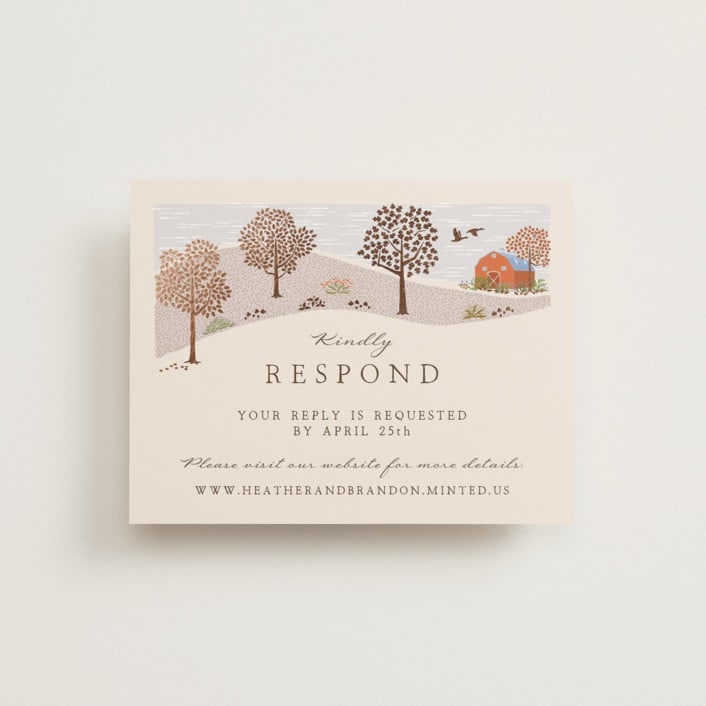 "Countryside" - Foil-Pressed RSVP Online Enclosure Cards in Autumnal by Paper Sun Studio - Front