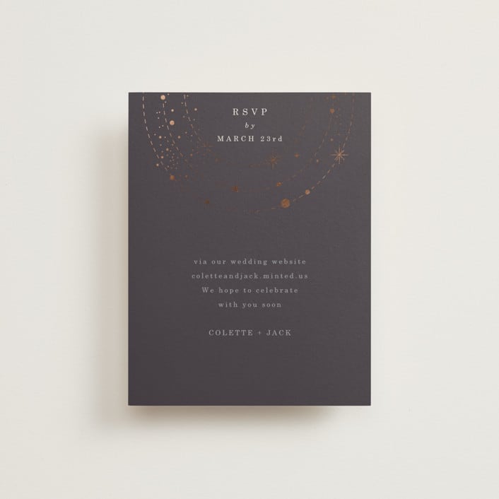 "North" - Foil-Pressed RSVP Online Enclosure Cards in Twilight by Baumbirdy - Front