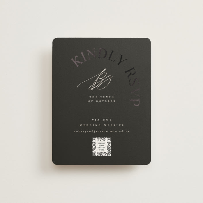 "The Arc" - Foil-Pressed RSVP Online Enclosure Cards in Truffle by Vera Lim - Front