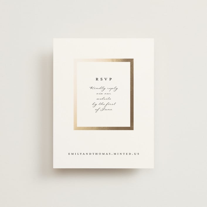 "Defined" - Foil-Pressed RSVP Online Enclosure Cards in Snow by mo kelley - Front