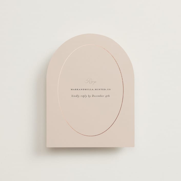 "Champagne" - Foil-Pressed RSVP Online Enclosure Cards in Rose by Ani Somi - Front