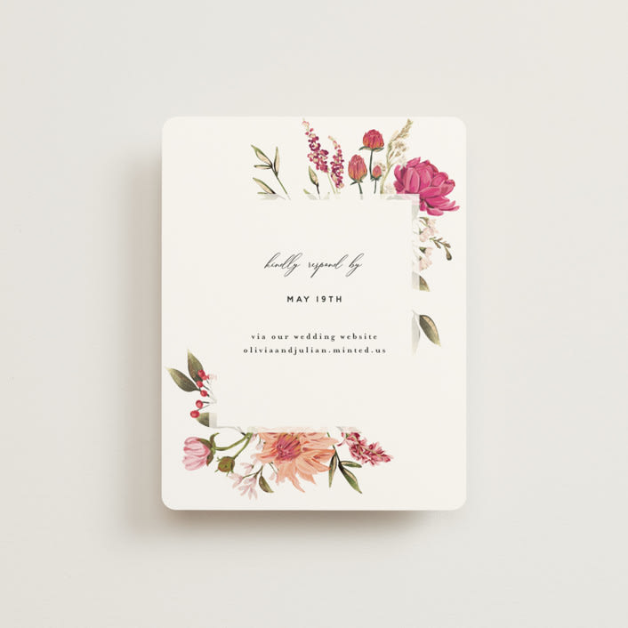 "Lush" - Foil-Pressed RSVP Online Enclosure Cards in Magenta by Susan Moyal - Front