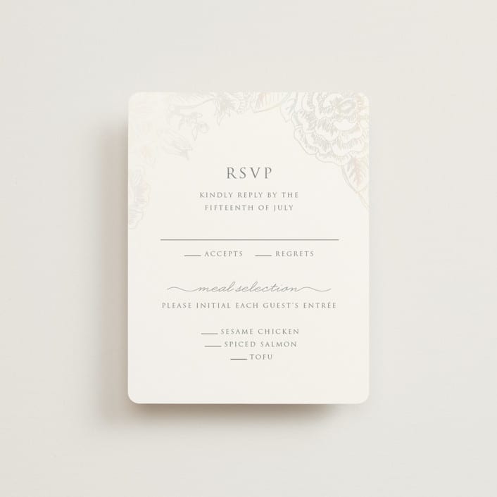 "Au Jardin" - Gloss-Press® RSVP Cards in Opal by Rochelle Renee - Front