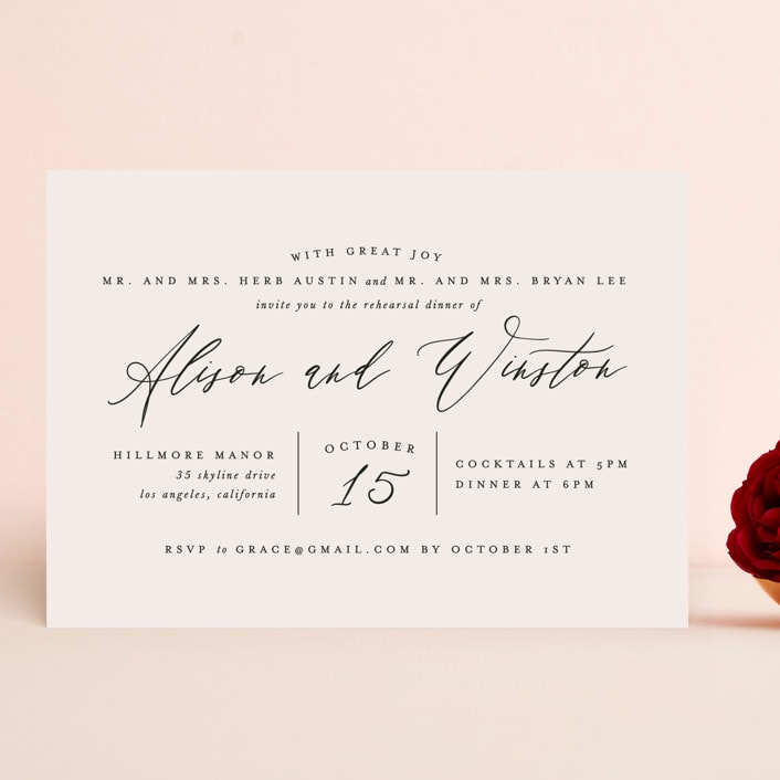 "Timeless" - Rehearsal Dinner Invitations in Taupe by Leah Bisch - Front