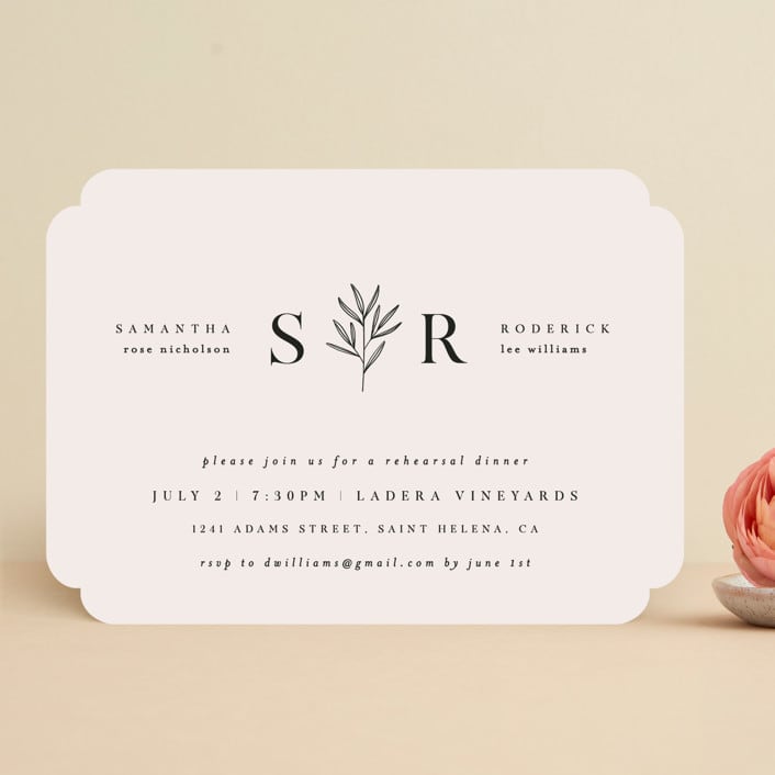 "Italia" - Rehearsal Dinner Invitations in Taupe by Kelly Schmidt - Front