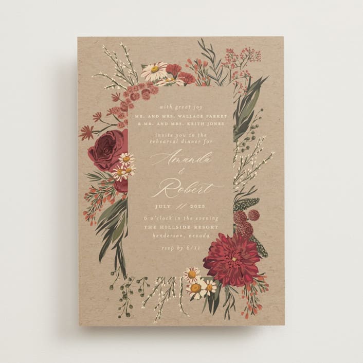 "Organic Florals" - Rehearsal Dinner Invitations in Autumn by Susan Moyal - Front