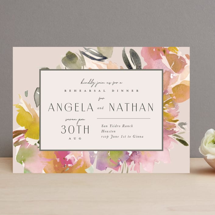 "Bouquet" - Rehearsal Dinner Invitations in Garden by Lori Wemple - Front
