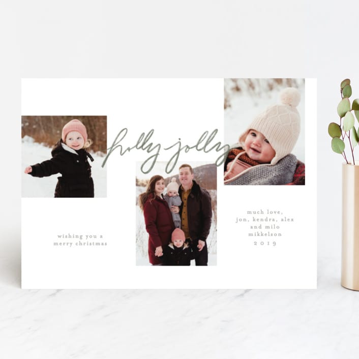 "Holly Jolly Handwritten" - Retired Holiday Cards in Pine by Krissy Bengtson - Front