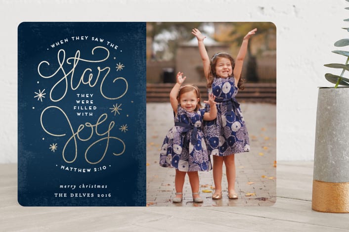 "Matthew 2:10" - Retired Holiday Cards in Midnight by Lehan Veenker - Front