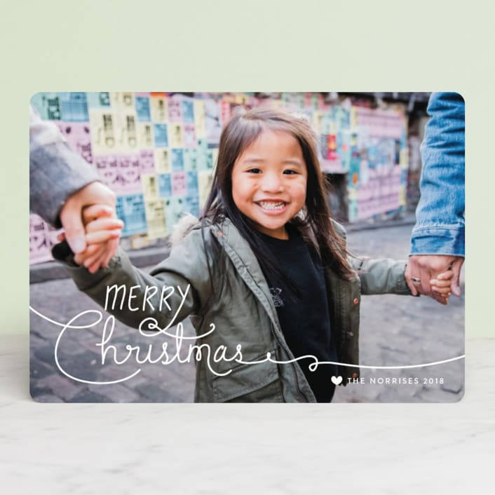 "Handwritten Holidays" - Retired Holiday Cards in Snowfall by Lehan Veenker - Front