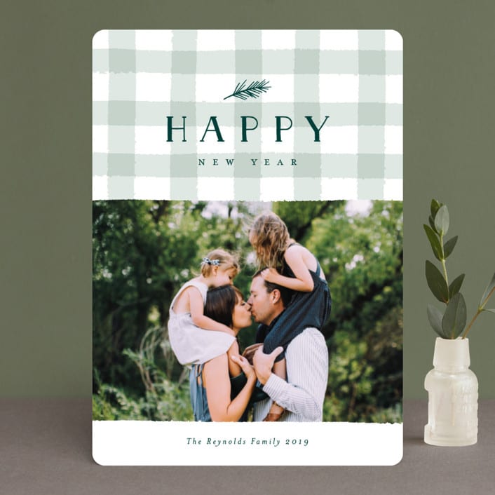 "Charming Gingham" - Retired Holiday Cards in Pine by Carolyn MacLaren - Front