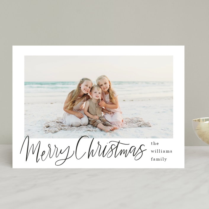 "Minimal Lettered Christmas" - Retired Holiday Cards in Onyx by Alicia Schultz - Front