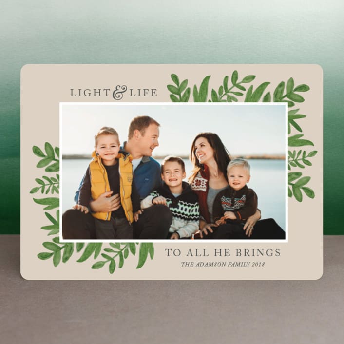 "Light & Life" - Retired Holiday Cards in Taupe by Kate Sorensen - Front