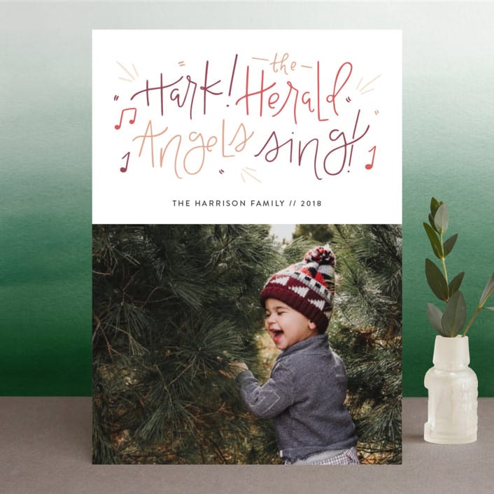 "Hark! the herald angels sing" - Retired Holiday Cards in Berry by Olivia Goree - Front