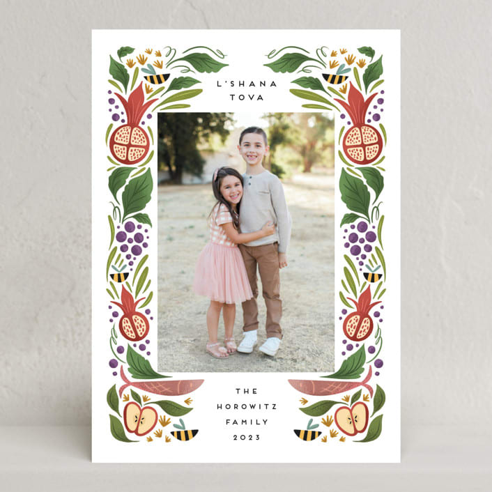 "Bountiful Sweetness" - Rosh Hashanah Cards in Green Apple by Grae - Front