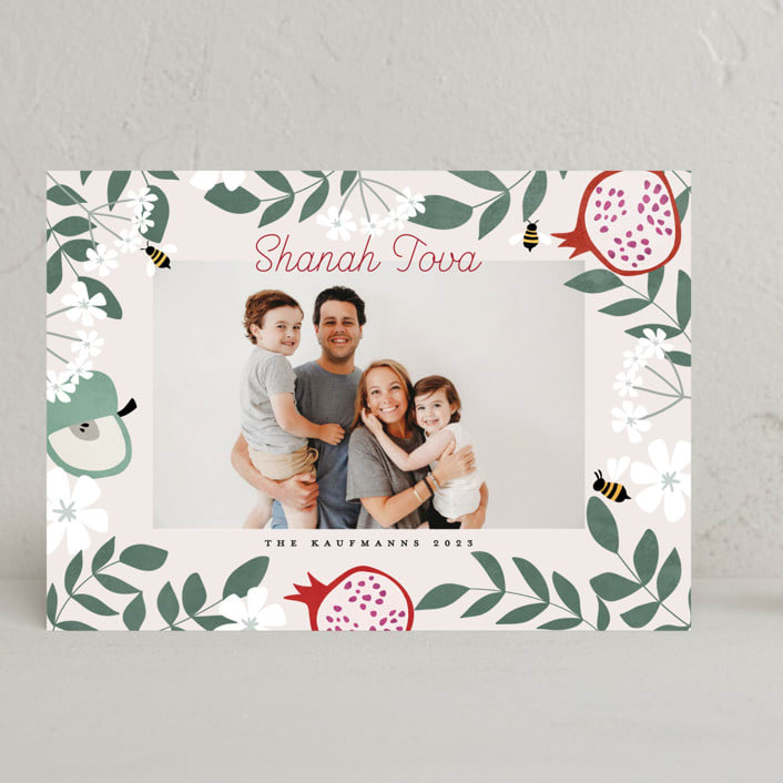 "Joyful Rosh Hashanah" - Rosh Hashanah Cards in Cherry by Maja Cunningham - Front