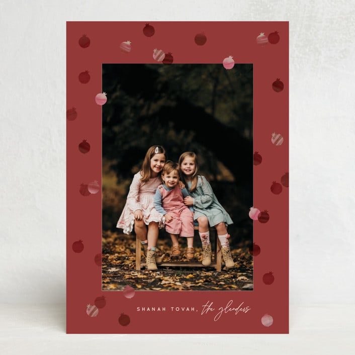 "Little Fruits" - Rosh Hashanah Cards in Pomegranate by Pati Cascino - Front
