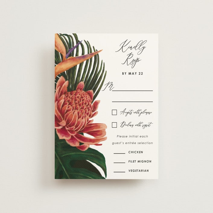 "Tropical Bouquet" - RSVP Postcards in Basil by Elly - Front