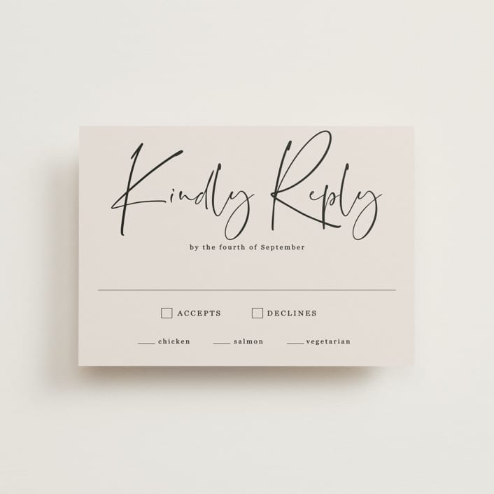 "stylist script" - RSVP Postcards in Ivory by Cass Loh - Front