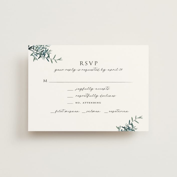 "Fresh Sage" - RSVP Postcards in Olive by Christie Kelly - Front