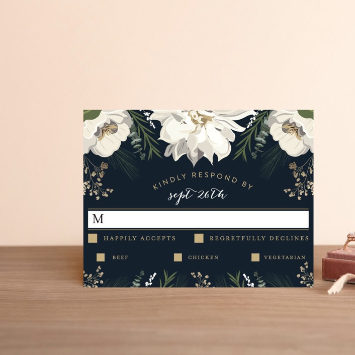 "Peonies & Berries" - RSVP Postcards in Winter White by Susan Moyal - Front