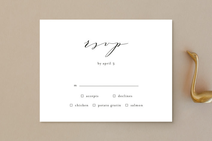 "Simple Elegance" - RSVP Postcards in Tuxedo by Phrosné Barwood - Front