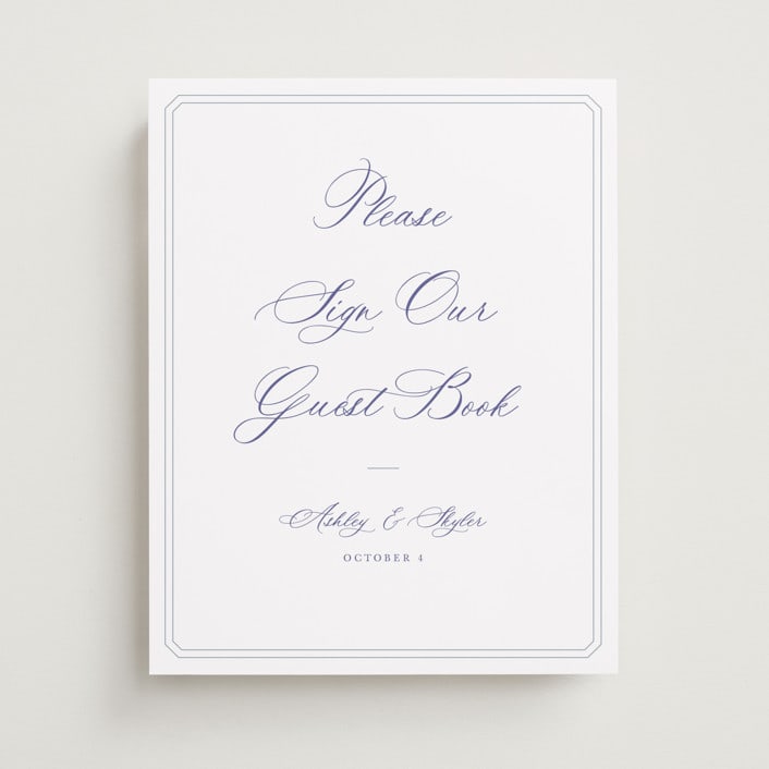 "watercolor flowers crest" - Reception Signs in Dusty Blue by Cass Loh - Front