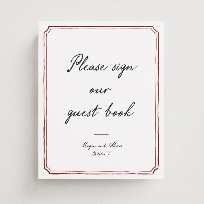"Handwritten" - Reception Signs in Wine by Cass Loh - Front