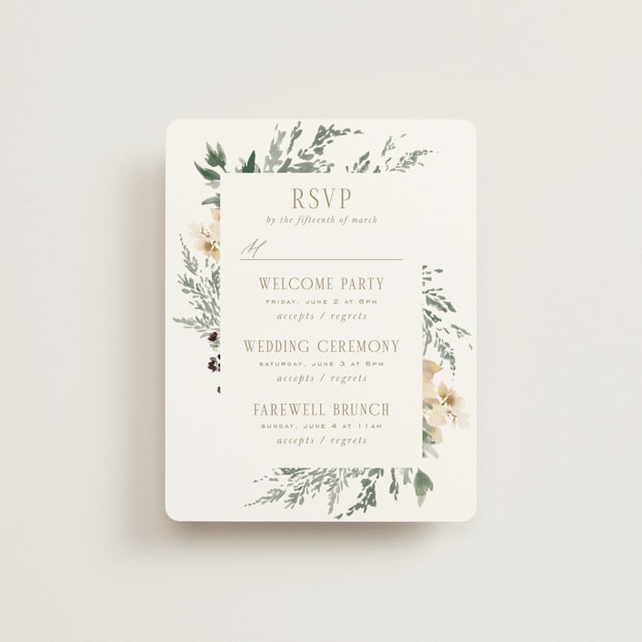 "Sprigs of Joy" - Multi-Event RSVP Cards in Pearl by Leah Bisch - Front