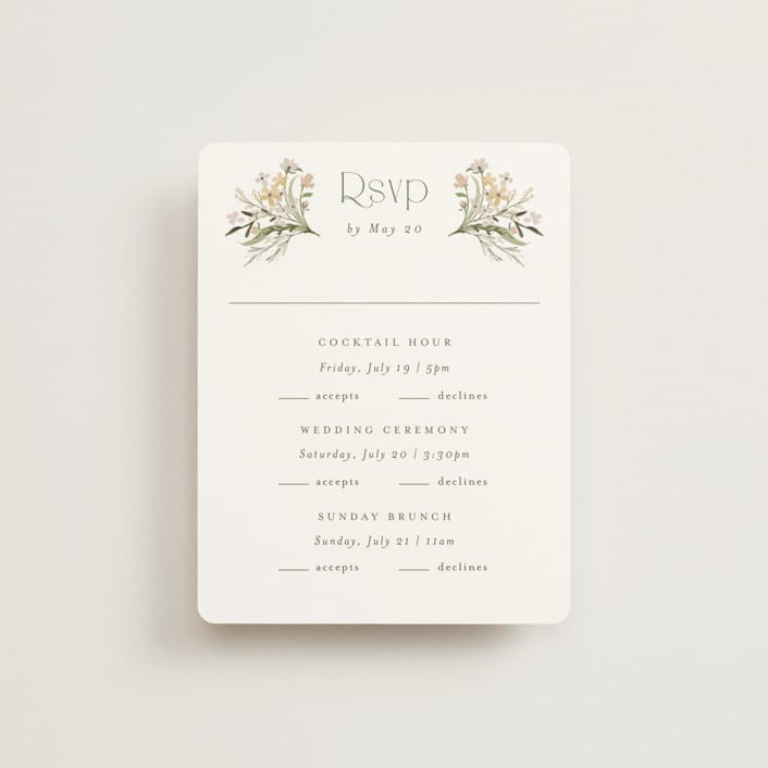 "delicate buds" - Multi-Event RSVP Cards in Olive by Jennifer Wick - Front