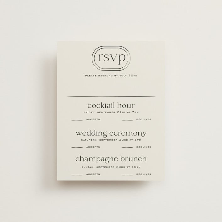 "Modern Monogram" - Multi-Event RSVP Cards in Latte by Jackie Crawford - Front