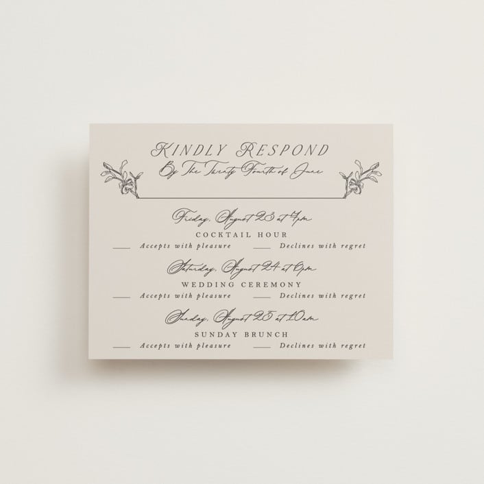 "etched floral" - Multi-Event RSVP Cards in Stone by Phrosné Barwood - Front
