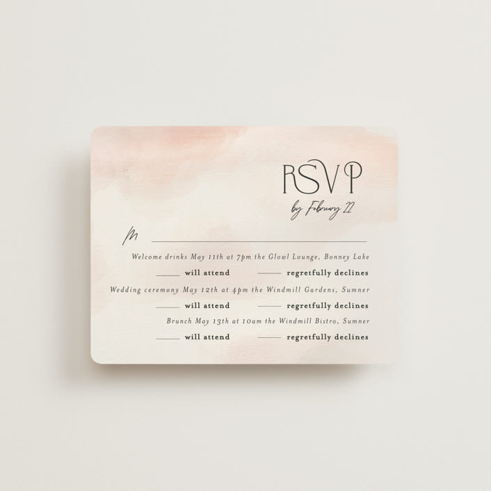 "First light" - Multi-Event RSVP Cards in Blush by Itsy Belle Studio - Front