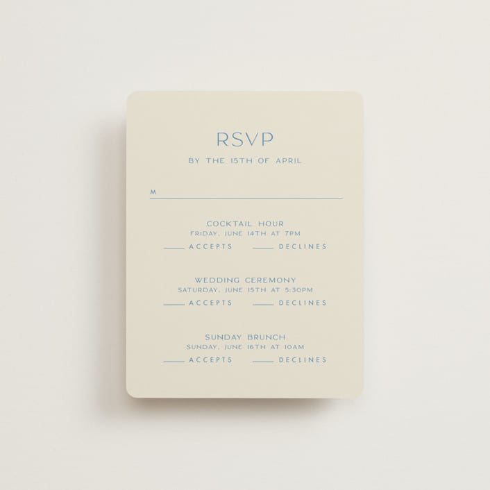 "Brooklyn" - Multi-Event RSVP Cards in Cerulean by Ellen Schlegelmilch - Front