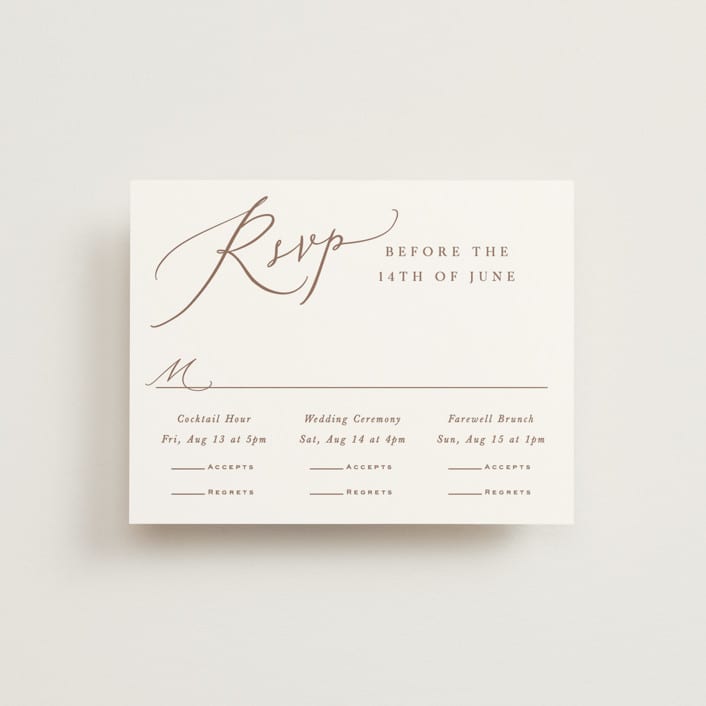 "Luxe script" - Multi-Event RSVP Cards in Pearl by Hooray Creative - Front