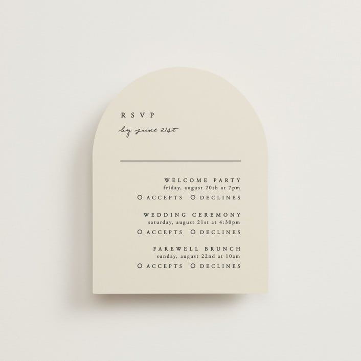 "Simply" - Multi-Event RSVP Cards in Linen by Brianne Larsen - Front