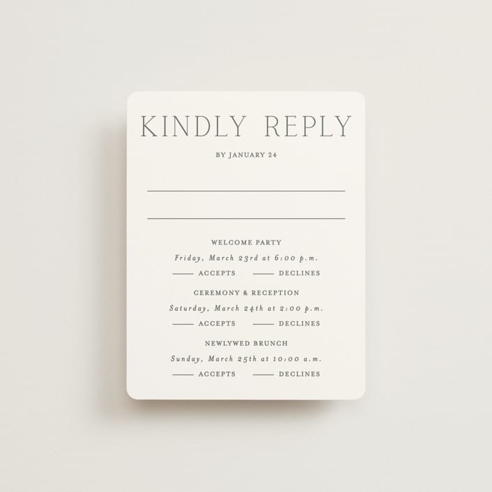 "In Love" - Multi-Event RSVP Cards in Cotton by Vanessa Doyle - Front