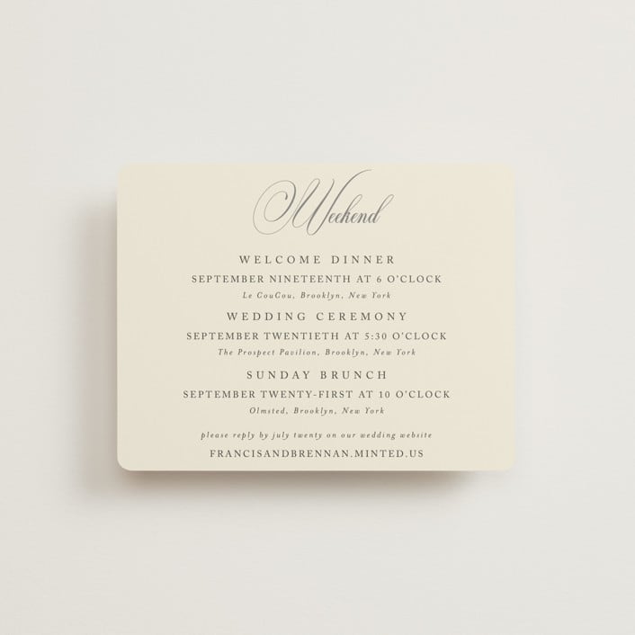 "Wonderful Tonight" - Multi-Event RSVP Cards in Oreo Creme by Design Lotus - Front