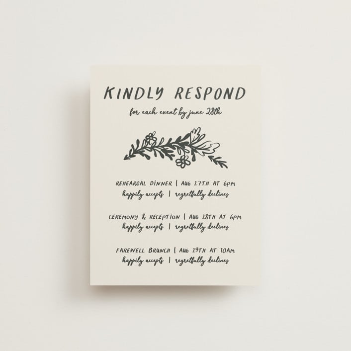 "Botanical Crest" - Multi-Event RSVP Cards in Ink by Kelly Watkins - Front