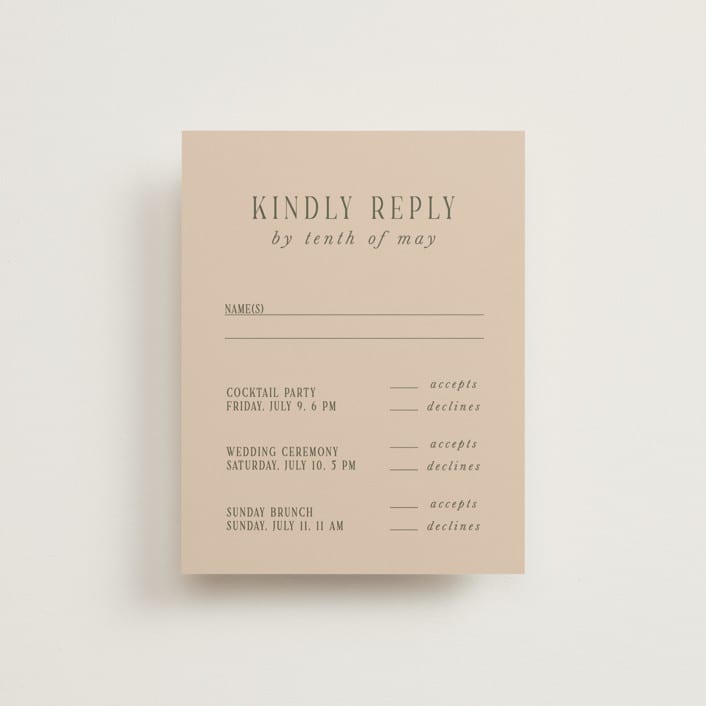 "Fero" - Multi-Event RSVP Cards in Blush by Pati Cascino - Front