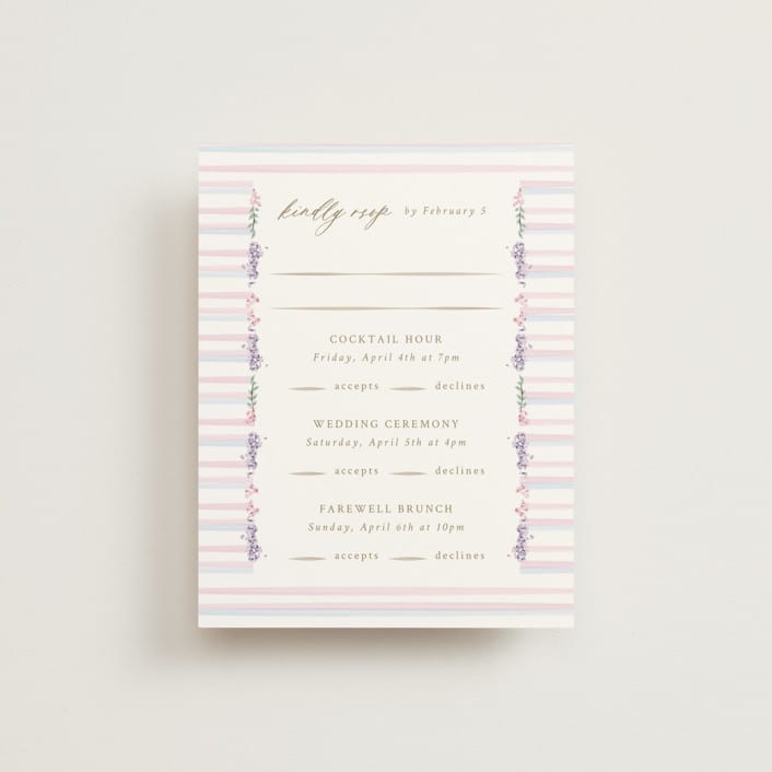 "Vintage Whimsy" - Multi-Event RSVP Cards in Peony by Corinne Malesic - Front