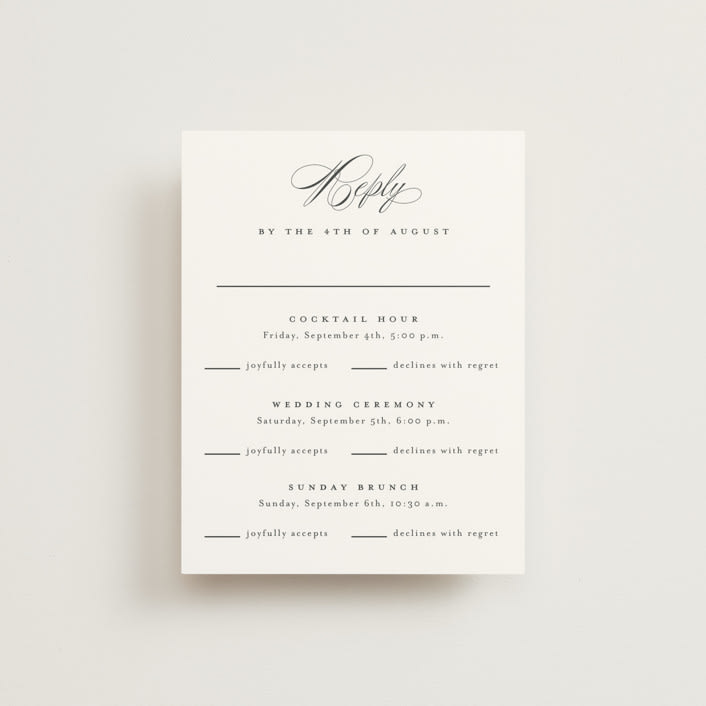 "Pearl" - Multi-Event RSVP Cards in Chantilly by Jessica Williams - Front