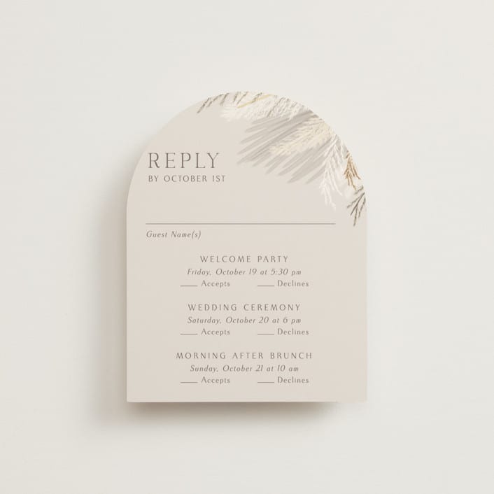 "Pampas & Palms" - Multi-Event RSVP Cards in Ash by Kaydi Bishop - Front