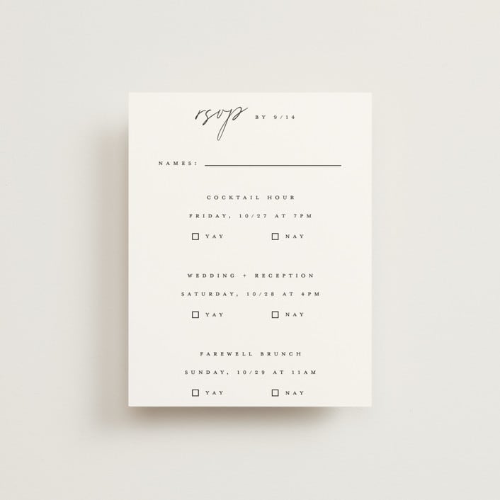 "Slate" - Multi-Event RSVP Cards in Bridal Veil by Up Up Creative - Front