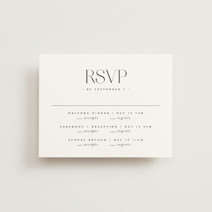 "Modern Type" - Multi-Event RSVP Cards in Moon by Heather Cairl - Front