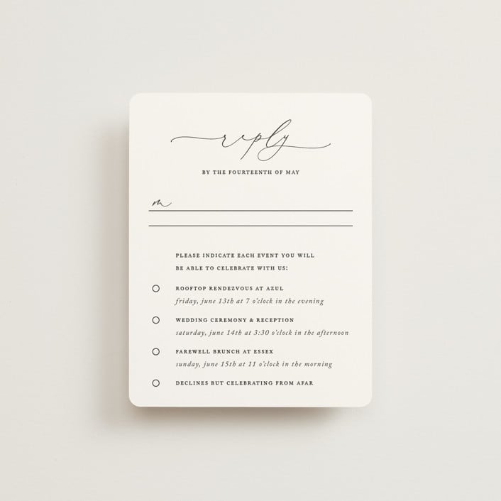 "Breathe" - Multi-Event RSVP Cards in Linen by Jennifer Postorino - Front