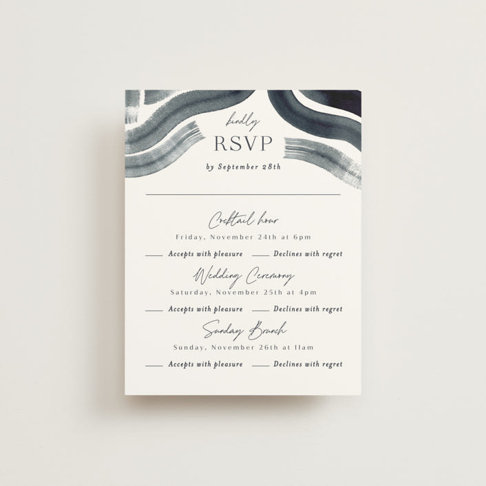 "Painted Trails" - Multi-Event RSVP Cards in Navy by Alethea and Ruth - Front