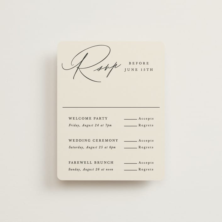 "Scripted Names" - Multi-Event RSVP Cards in Ecru by Hooray Creative - Front