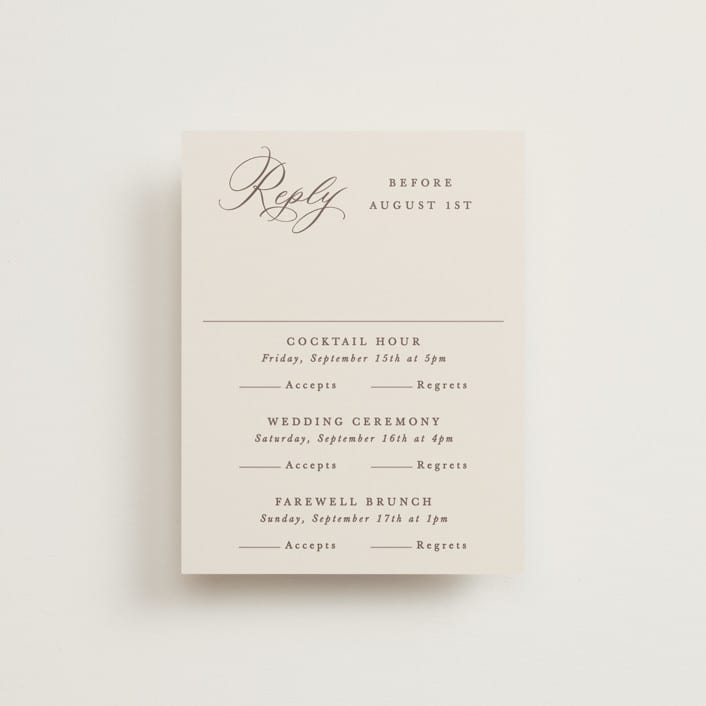 "Delicate monogram" - Multi-Event RSVP Cards in Ecru by Hooray Creative - Front